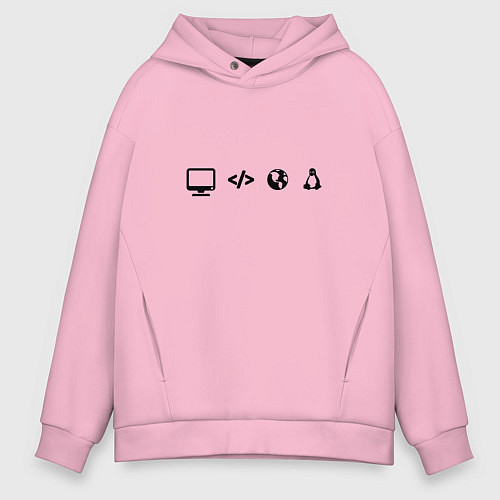 Мужское худи оверсайз LINUX / Светло-розовый – фото 1