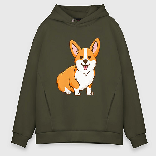 Мужское худи оверсайз Корги / Хаки – фото 1
