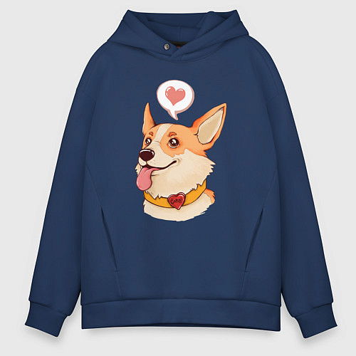 Мужское худи оверсайз КОРГИ / Тёмно-синий – фото 1