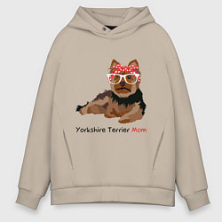 Толстовка оверсайз мужская Yorkshire terrier mom, цвет: миндальный