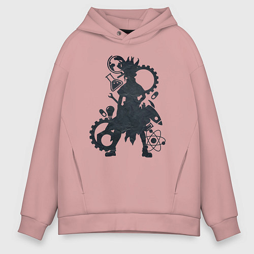 Мужское худи оверсайз Доктор Стоун / Пыльно-розовый – фото 1