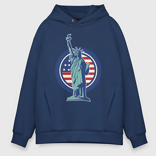 Мужское худи оверсайз Usa Liberty Statue / Тёмно-синий – фото 1