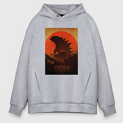 Толстовка оверсайз мужская Godzilla and red sun, цвет: меланж