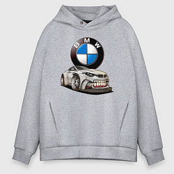 Толстовка оверсайз мужская BMW оскал, цвет: меланж