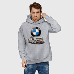 Толстовка оверсайз мужская BMW оскал, цвет: меланж — фото 2