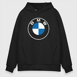 Толстовка оверсайз мужская BMW LOGO 2020, цвет: черный