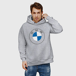 Толстовка оверсайз мужская BMW LOGO 2020, цвет: меланж — фото 2