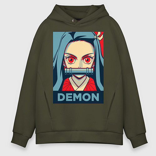 Мужское худи оверсайз Незуко Камадо / Хаки – фото 1