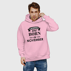 Толстовка оверсайз мужская Legends are born in November, цвет: светло-розовый — фото 2
