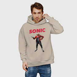 Толстовка оверсайз мужская SONIC Доктор Эггман, цвет: миндальный — фото 2