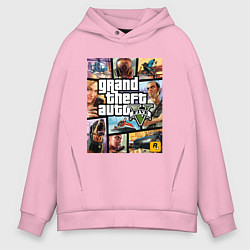 Толстовка оверсайз мужская GTA5, цвет: светло-розовый
