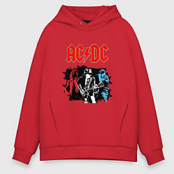 Толстовка оверсайз мужская ACDC, цвет: красный