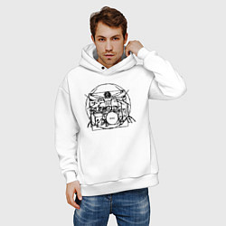 Толстовка оверсайз мужская Витрувианский барабанщик, цвет: белый — фото 2