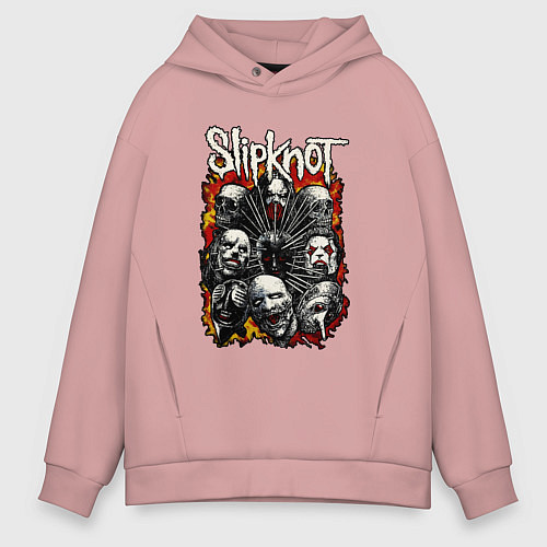 Мужское худи оверсайз Slipknot / Пыльно-розовый – фото 1