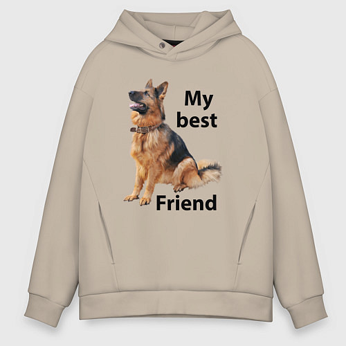 Мужское худи оверсайз Овчарка / Миндальный – фото 1