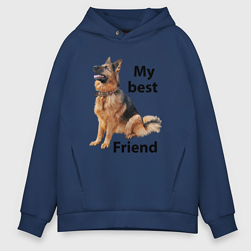 Мужское худи оверсайз Овчарка / Тёмно-синий – фото 1