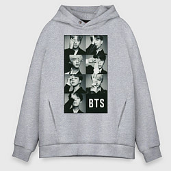 Толстовка оверсайз мужская BTS, цвет: меланж