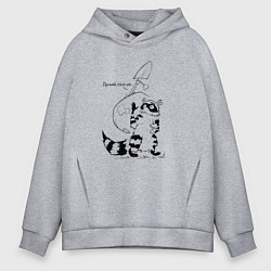 Толстовка оверсайз мужская Курьер - Енот 2 - Пенсия, цвет: меланж