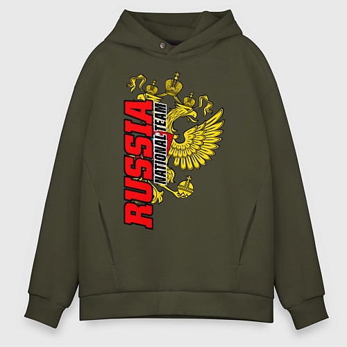 Мужское худи оверсайз RUSSIA national team / Хаки – фото 1