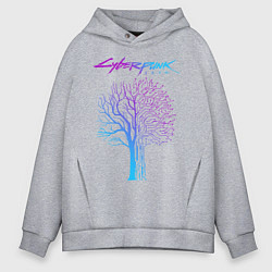 Толстовка оверсайз мужская ДЕРЕВО CYBERPUNK 2077, цвет: меланж