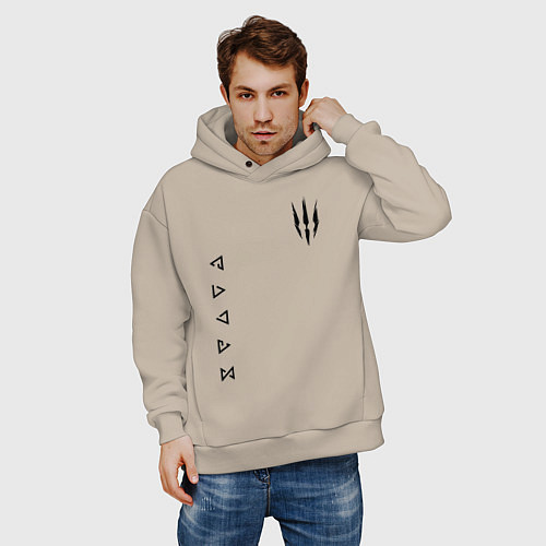 Мужское худи оверсайз ВЕДЬМАК / Миндальный – фото 3