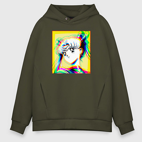 Мужское худи оверсайз Сейлор Мун Усаги Цукино Sailor / Хаки – фото 1