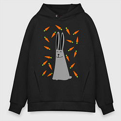 Толстовка оверсайз мужская Кролик в морковке, цвет: черный