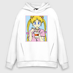 Толстовка оверсайз мужская Sailor Moon Usagi Tsukino, цвет: белый