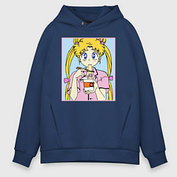 Толстовка оверсайз мужская Sailor Moon Usagi Tsukino, цвет: тёмно-синий