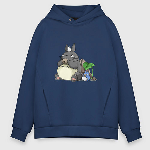 Мужское худи оверсайз Тоторо / Тёмно-синий – фото 1