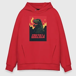 Толстовка оверсайз мужская Godzilla, цвет: красный