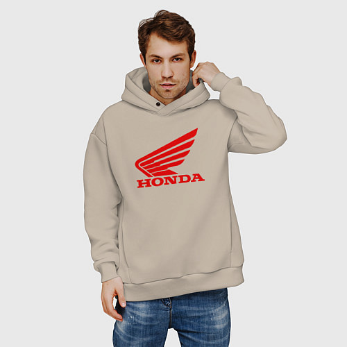 Мужское худи оверсайз HONDA / Миндальный – фото 3