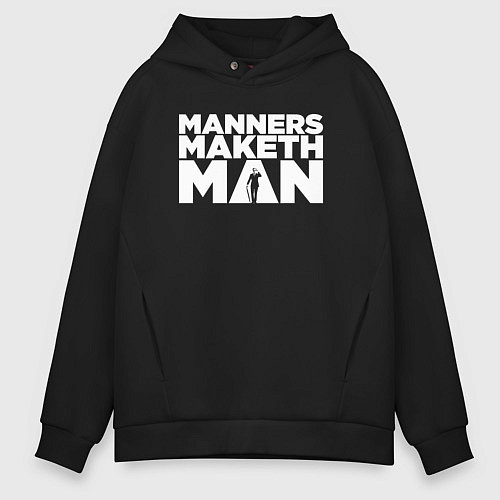 Мужское худи оверсайз Manners maketh man / Черный – фото 1