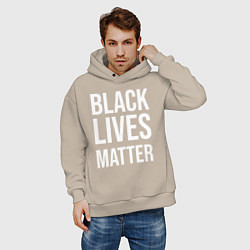 Толстовка оверсайз мужская BLACK LIVES MATTER, цвет: миндальный — фото 2