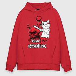 Толстовка оверсайз мужская Свинка Пигги из Roblox, цвет: красный