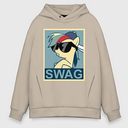 Толстовка оверсайз мужская Rainbow Dash swag, цвет: миндальный