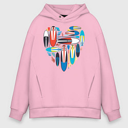 Толстовка оверсайз мужская Sup serfing love, цвет: светло-розовый