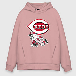 Толстовка оверсайз мужская Cincinnati reds - baseball team - talisman, цвет: пыльно-розовый