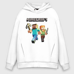 Толстовка оверсайз мужская Персонажи игры Minecraft, цвет: белый