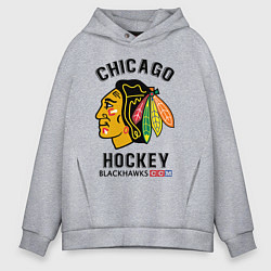 Толстовка оверсайз мужская CHICAGO BLACKHAWKS NHL, цвет: меланж