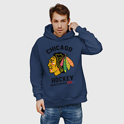 Толстовка оверсайз мужская CHICAGO BLACKHAWKS NHL, цвет: тёмно-синий — фото 2