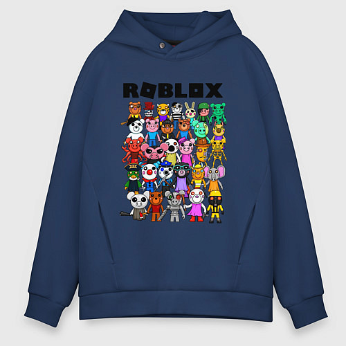 Мужское худи оверсайз ROBLOX PIGGY / Тёмно-синий – фото 1