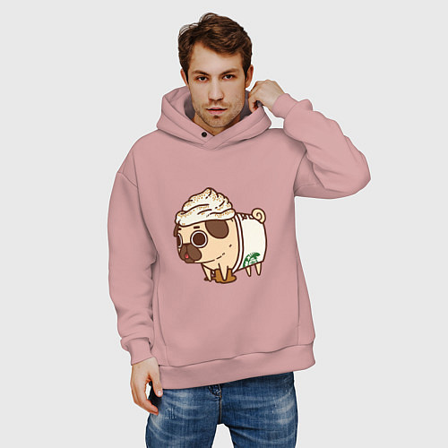 Мужское худи оверсайз Сладкий мопс / Пыльно-розовый – фото 3