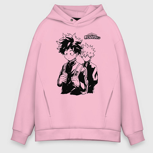 Мужское худи оверсайз Моя геройская академия / Светло-розовый – фото 1