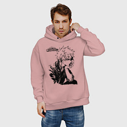 Толстовка оверсайз мужская Моя геройская академия, цвет: пыльно-розовый — фото 2