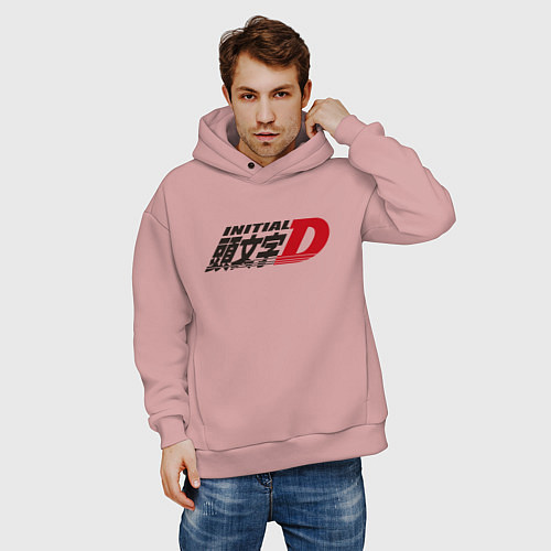 Мужское худи оверсайз Initial D Logo Z / Пыльно-розовый – фото 3