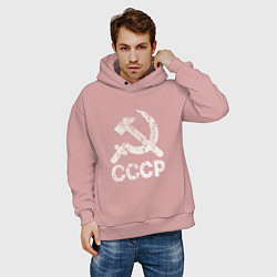 Толстовка оверсайз мужская СССР, цвет: пыльно-розовый — фото 2