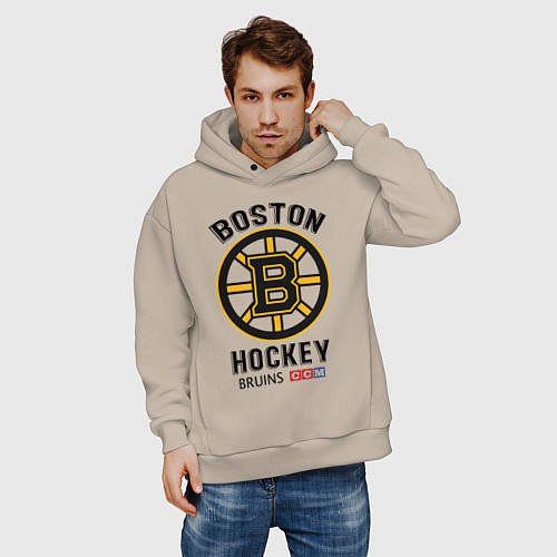 Мужское худи оверсайз BOSTON BRUINS NHL / Миндальный – фото 3