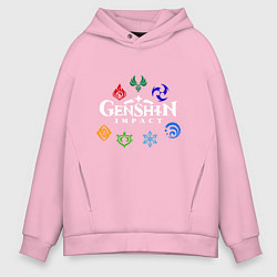 Толстовка оверсайз мужская GENSHIN IMPACT, цвет: светло-розовый