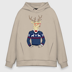 Толстовка оверсайз мужская Hipster Deer, цвет: миндальный
